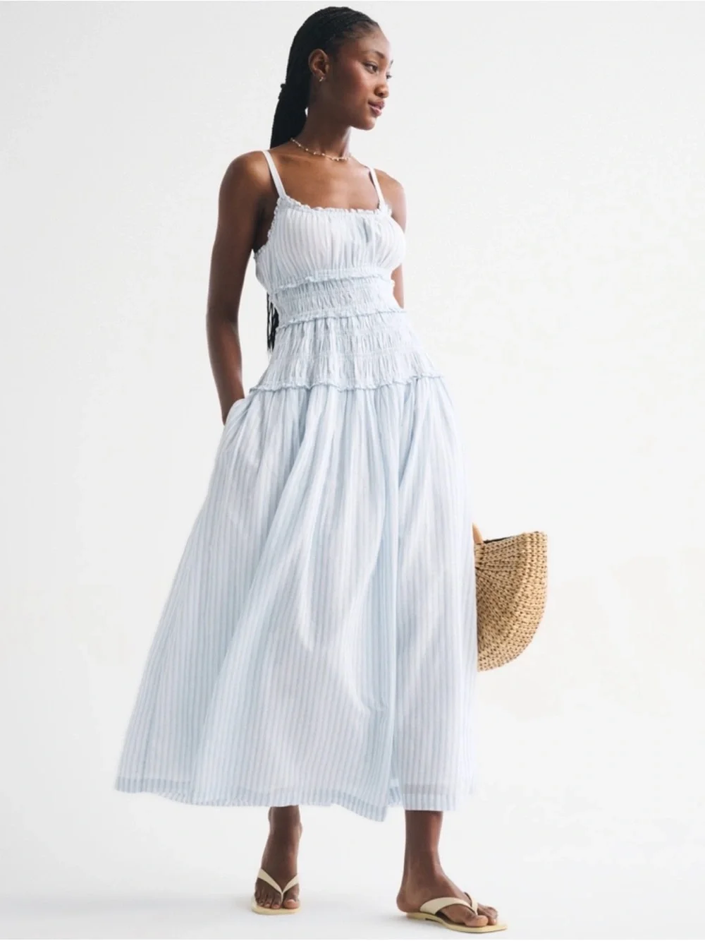 Abercrombie Bra-Free Smocked Drop-Waist Maxi Dress
